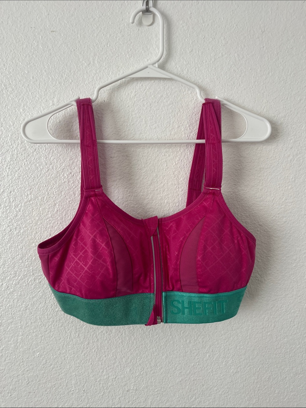 Shefit ultimate sports bra size medium high impact in pink and green